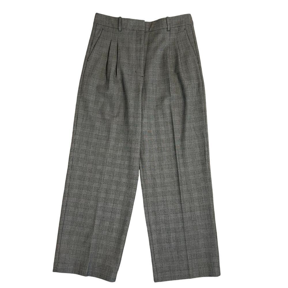 Wilfred the effortless pant black white plaid pleated high rise wide leg size 12